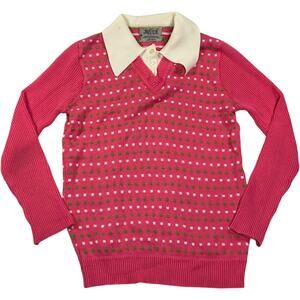 Vintage Joyce Sweater Pink Women's Size S Collared Preppy Made in Hong Kong 70s